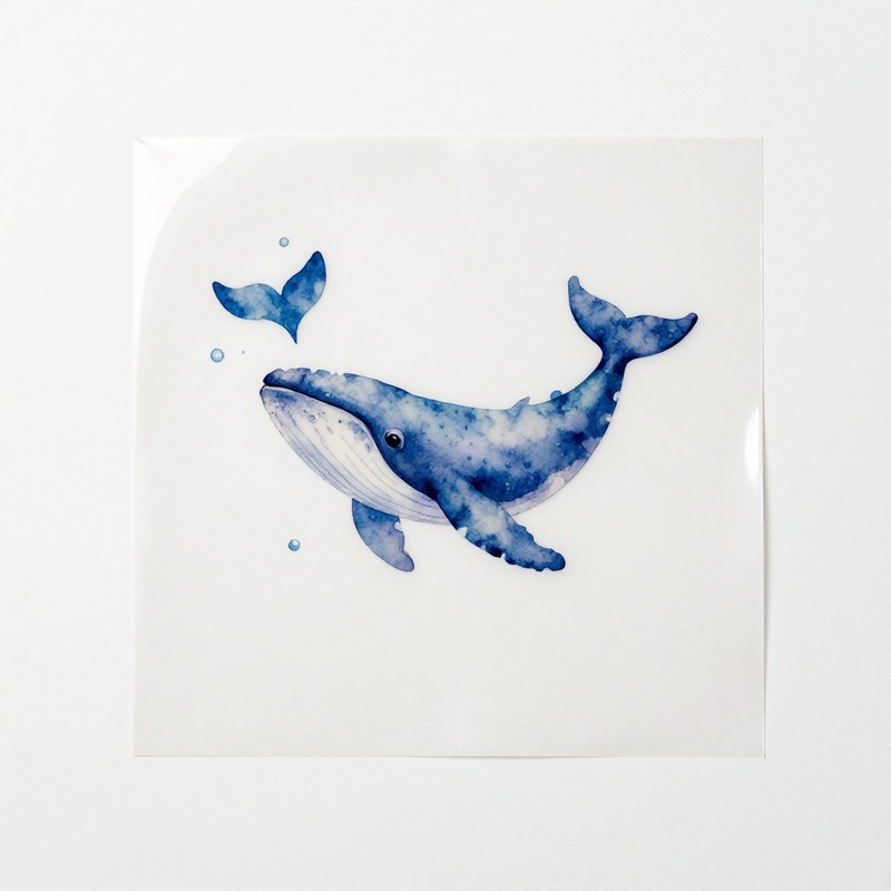Iron On Patch - Watercolor Whale Heat Transfer Vinyl HTV