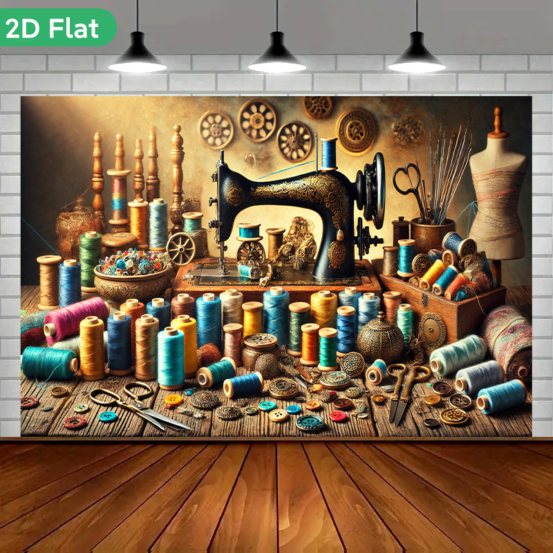 Sewing Machine For Textile - Vintage Retro Sewing Atelier Wall Tapestry