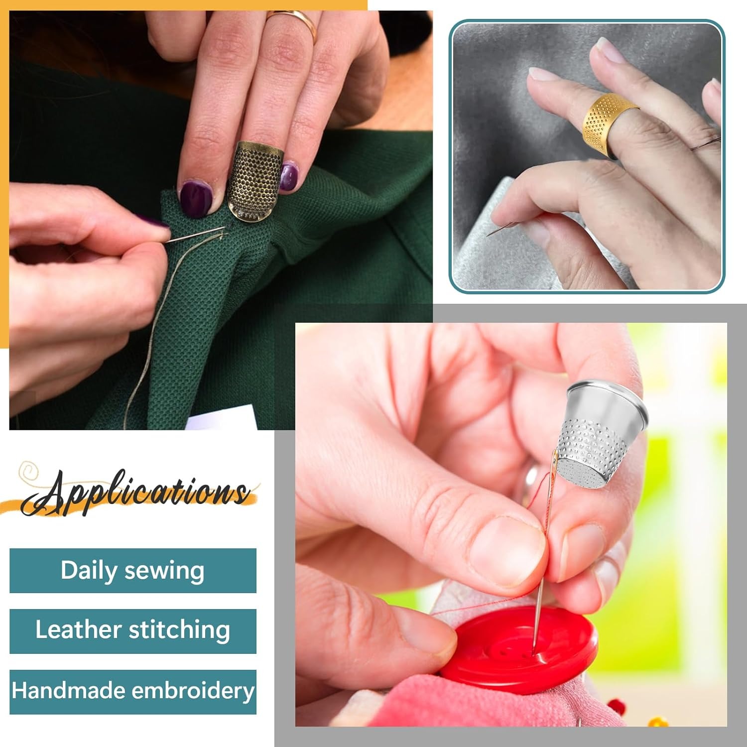 Sewing Thimbles, Adjustable Me - Sewing Thimble Metal recension och pris