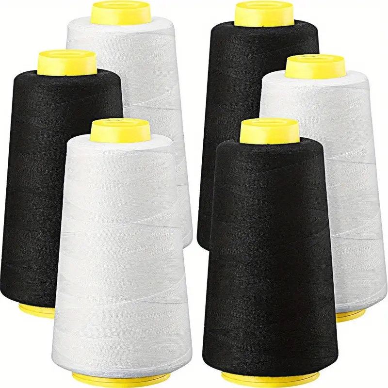 3 Black + 3 White Overlock Thr - Serger Thread Cone recension och pris