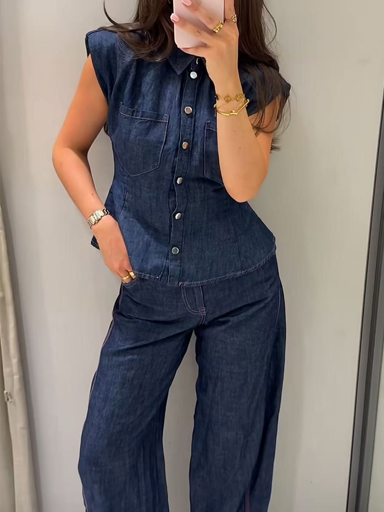 TFMLN Women Denim Pant Set Chi - Shoulder Pad Set In recension och pris