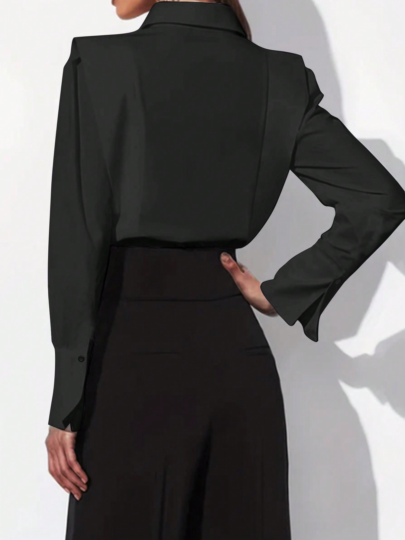 Women Black Shoulder Pad Shirt - Shoulder Pad Set In recension och pris