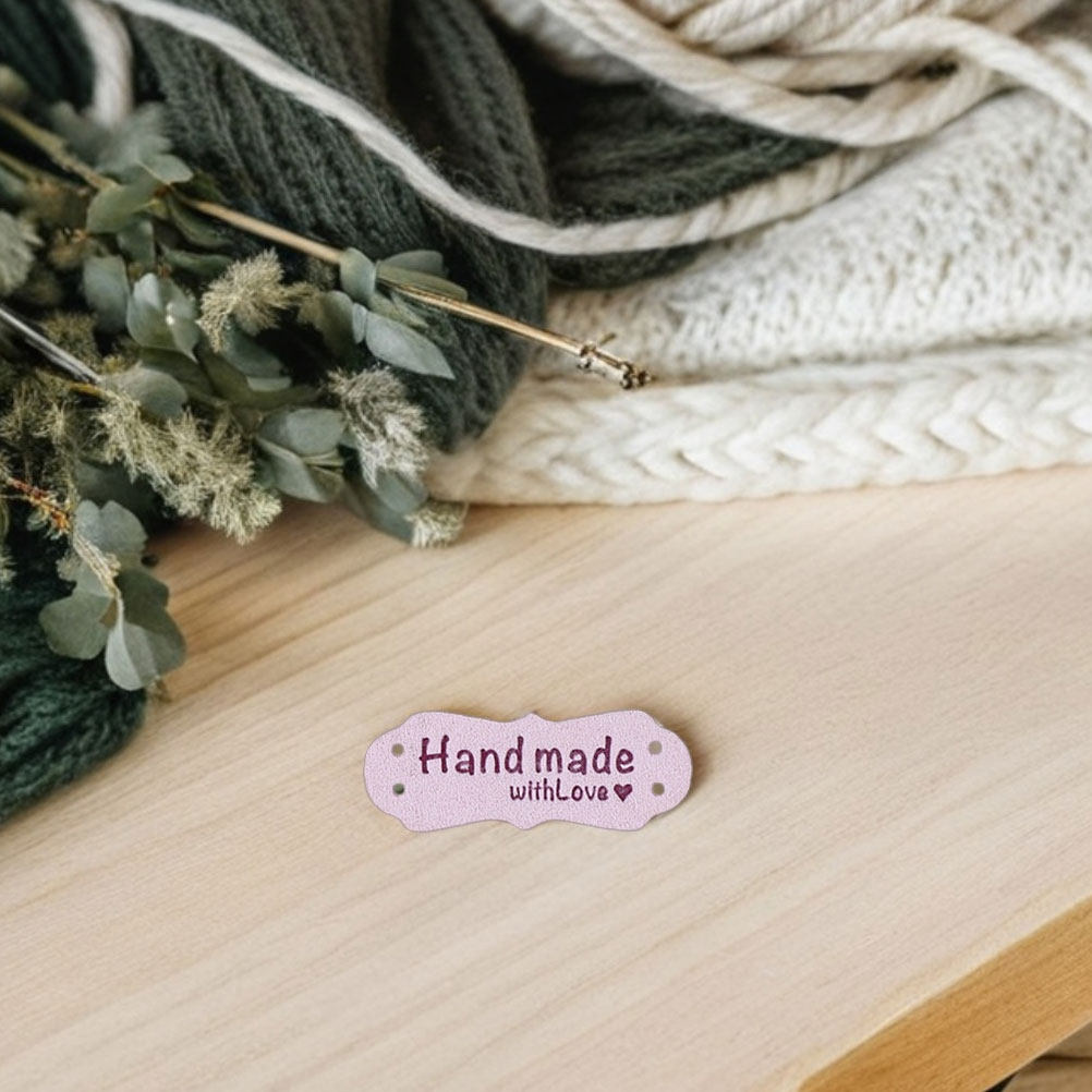 100Pcs Handmade Embossed Suede - Sewing Labels recension och pris