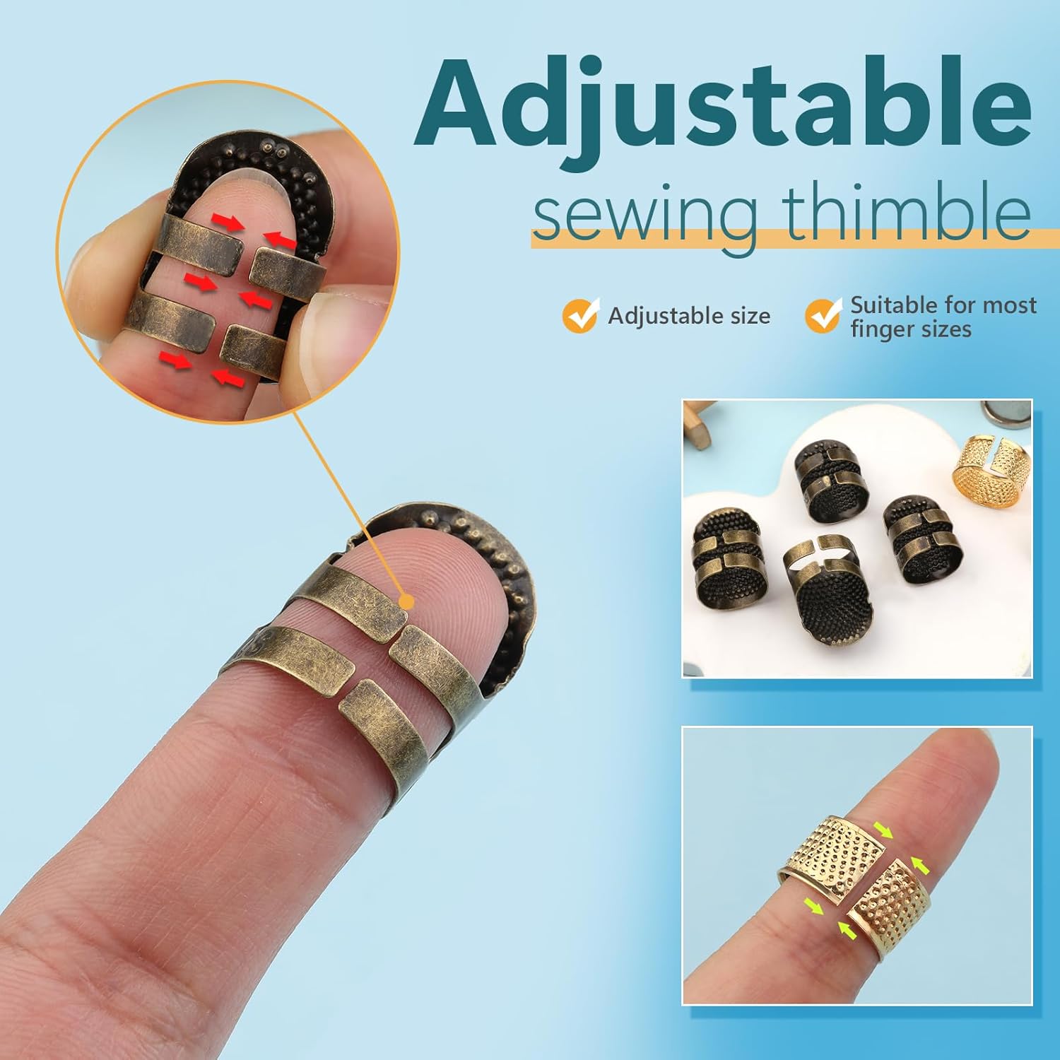 8PCS Sewing Thimble Kit for Ha - Sewing Thimble Metal recension och pris