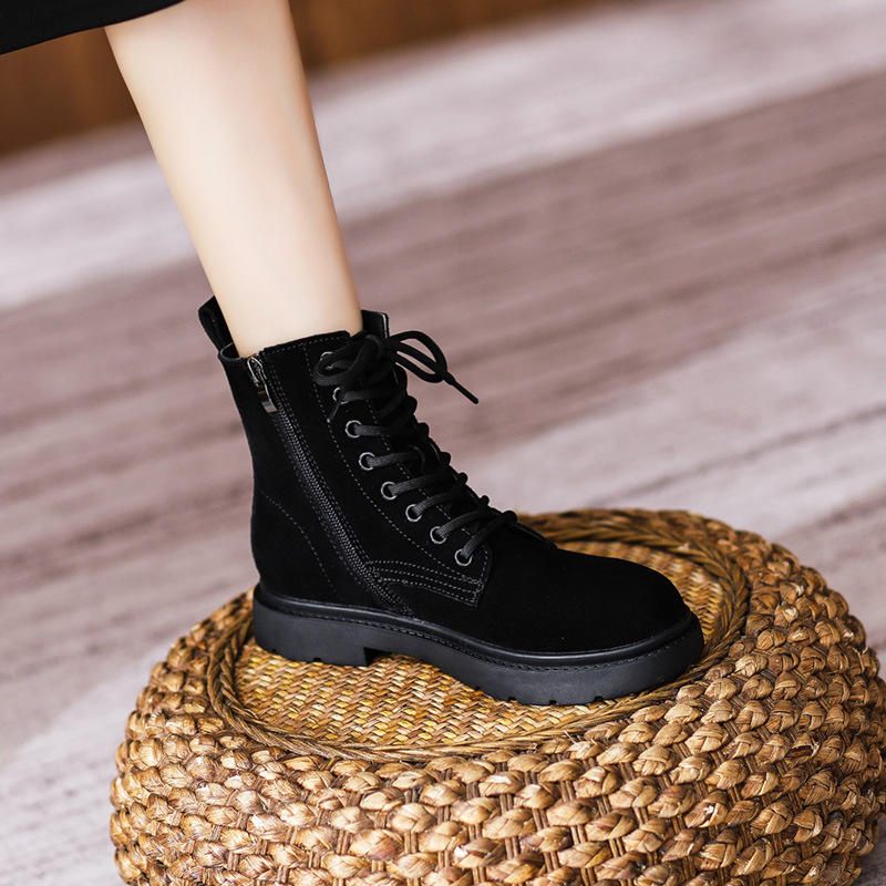 Womens Brown Suede Combat Boot - Sewing Nylon recension och pris