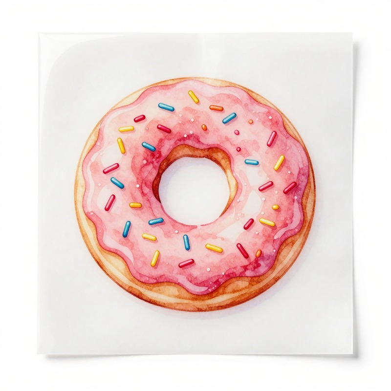 Watercolor Donut Heat Transfer - Iron On Patch recension och pris